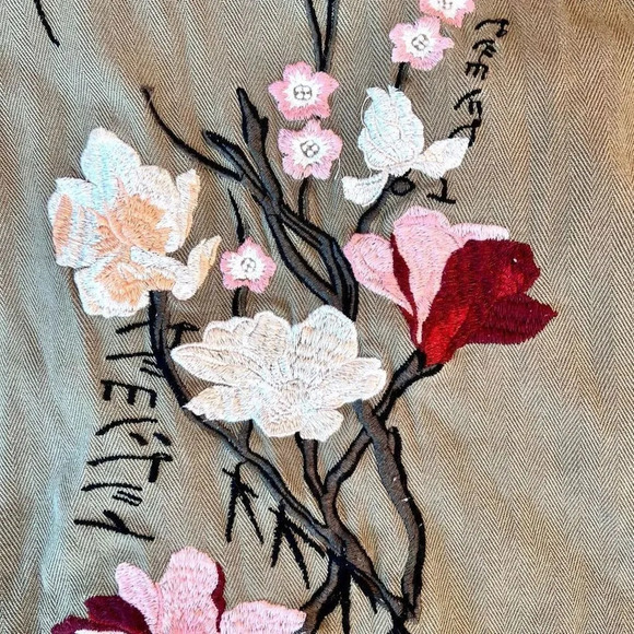 Topshop Women's Army Green Button Front Four Pocket Utility Jacket Size 6 - Picture 10 of 11